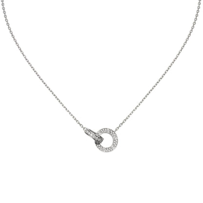 [AM]LOVE DOUBLE-RING PENDANT FULL-PAVÉ NECKLACE