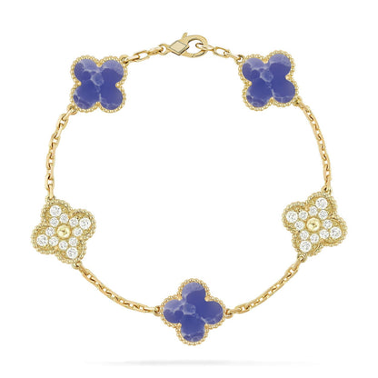 [AM]LUCKY CLOVER 5-MOTIF BRACELET - BLUE LARIMAR COLLECTION