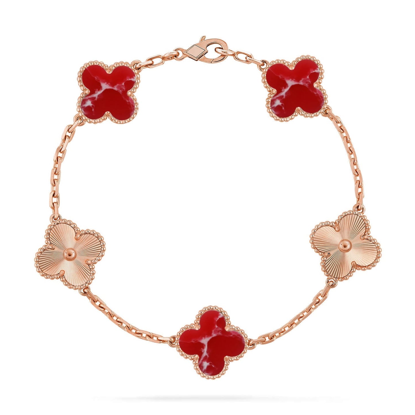 [AM]LUCKY CLOVER 5-MOTIF BRACELET - RED LARIMAR COLLECTION