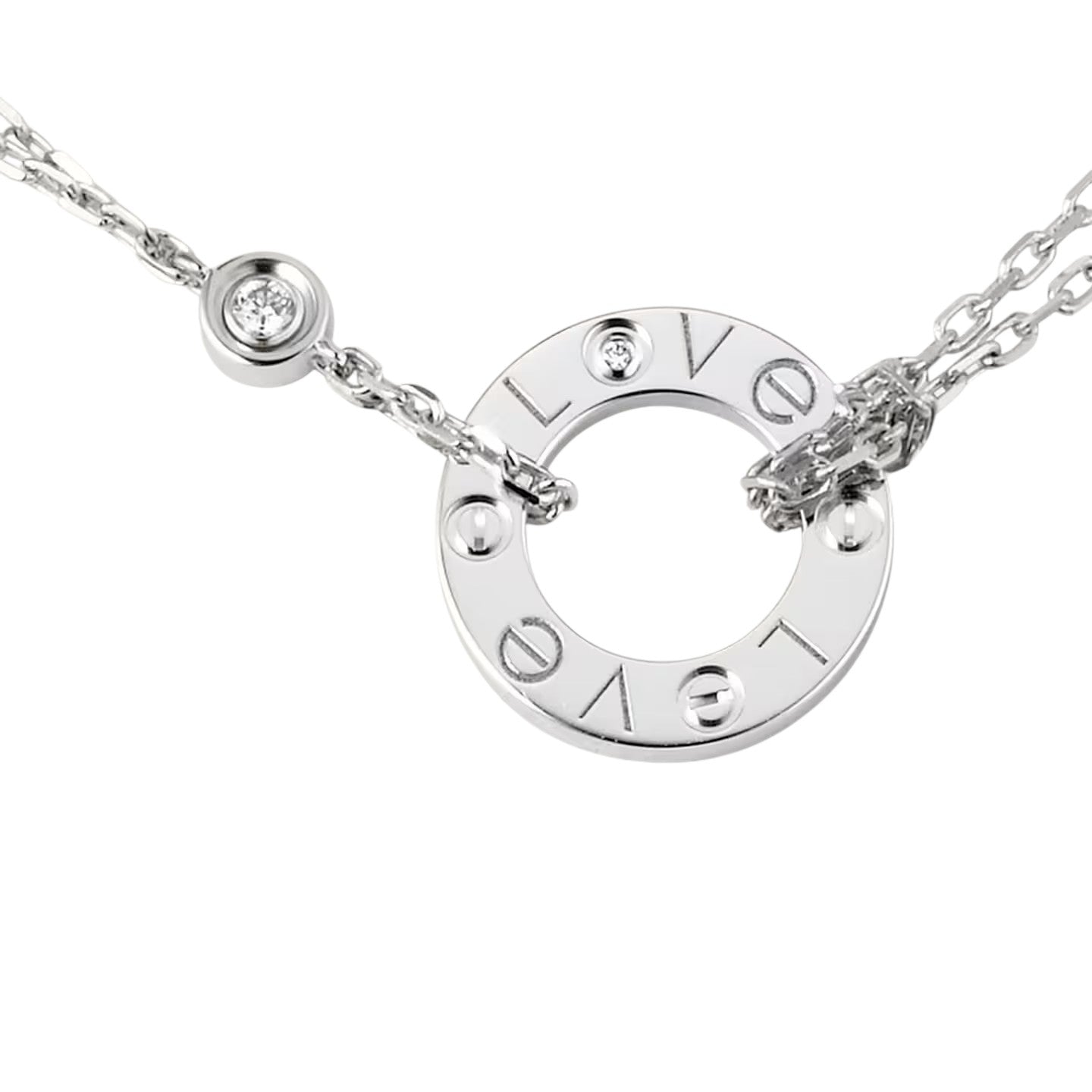 [AM]LOVE CIRCULAR PENDANT 2-DIAMOND NECKLACE