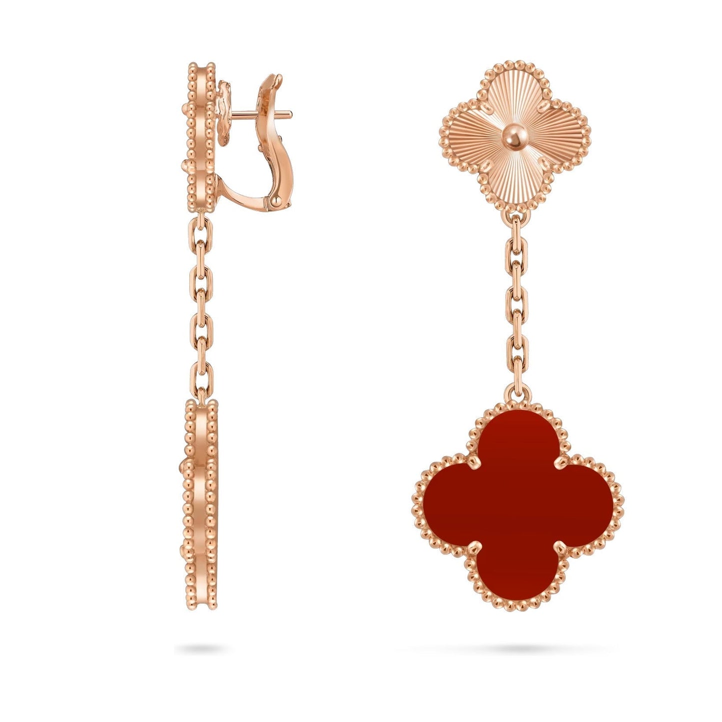 [AM]CLOVER DUAL-MOTIF STATEMENT STUD EARRINGS - DOUBLE-CHARM COLLECTION