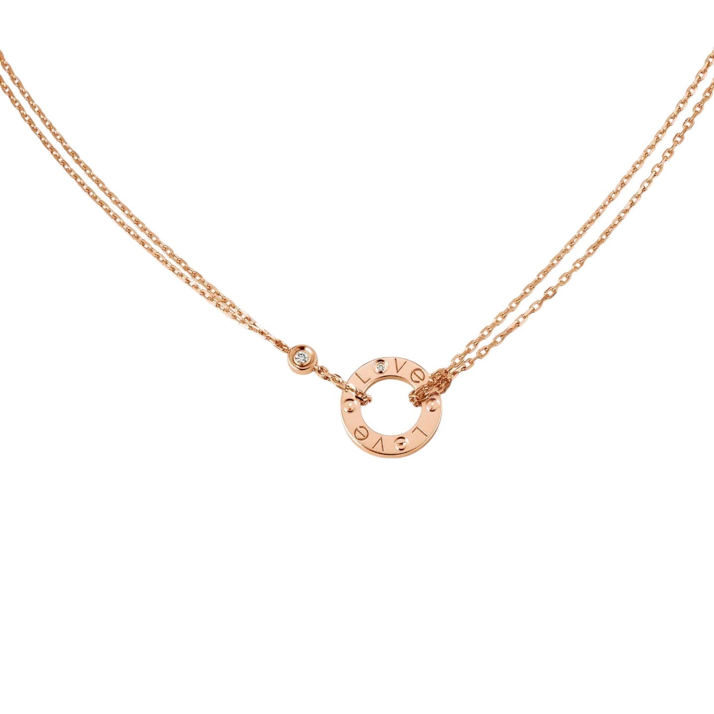 [AM]LOVE CIRCULAR PENDANT 2-DIAMOND NECKLACE