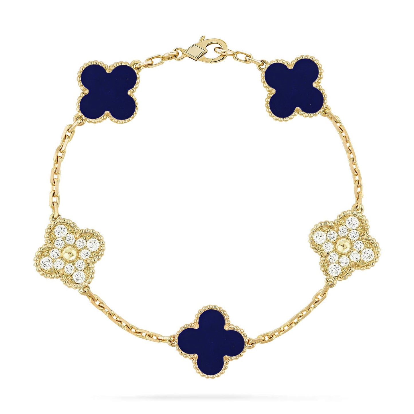 [AM]LUCKY CLOVER 5-MOTIF BRACELET - LAPIS LAZULI COLLECTION