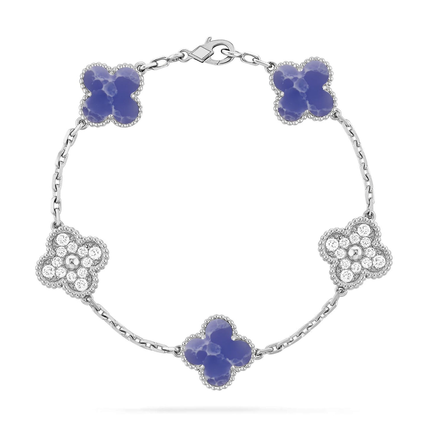 [AM]LUCKY CLOVER 5-MOTIF BRACELET - BLUE LARIMAR COLLECTION