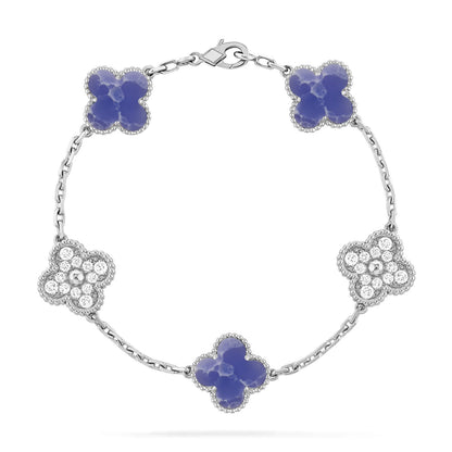 [AM]LUCKY CLOVER 5-MOTIF BRACELET - BLUE LARIMAR COLLECTION