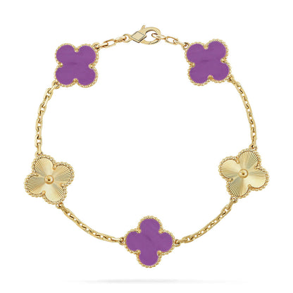 [AM]LUCKY CLOVER 5-MOTIF BRACELET - VIOLET COLLECTION