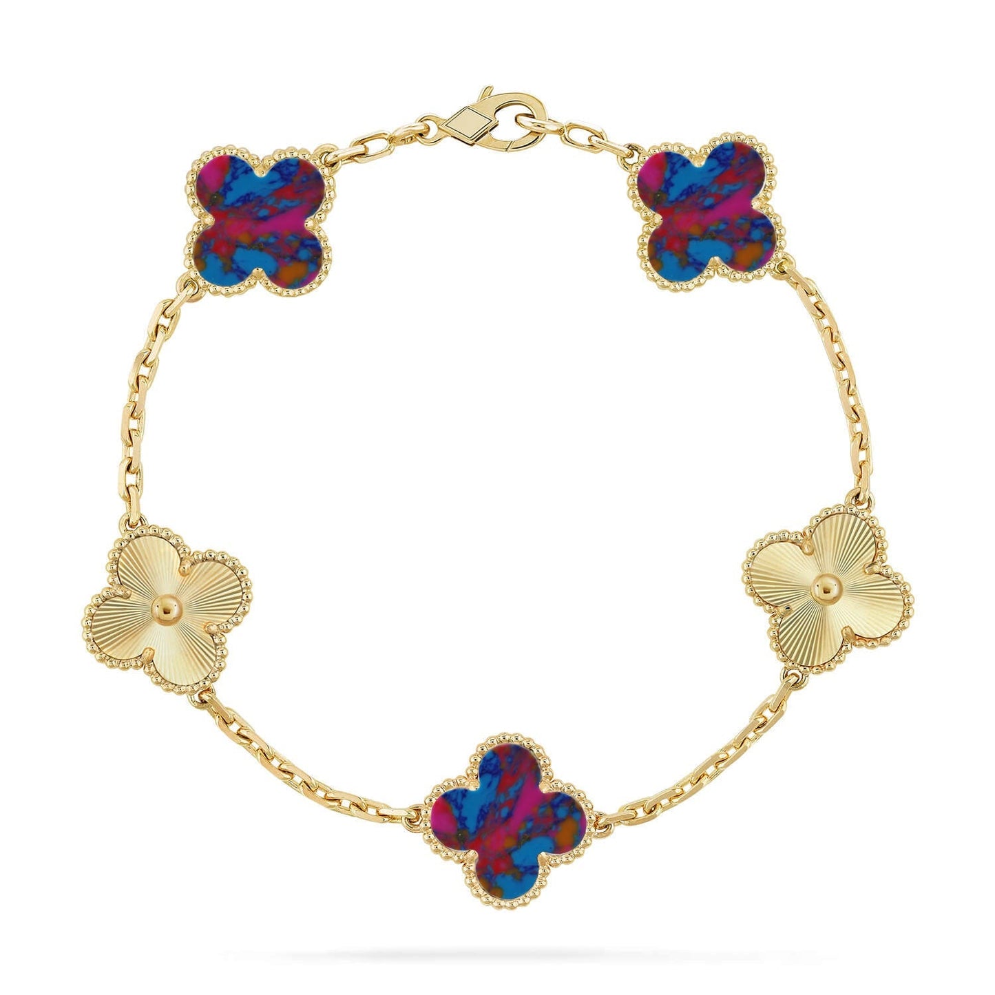 [AM]LUCKY CLOVER 5-MOTIF BRACELET - MULTI-GEM COLLECTION