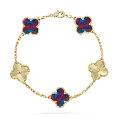 [AM]LUCKY CLOVER 5-MOTIF BRACELET - MULTI-GEM COLLECTION