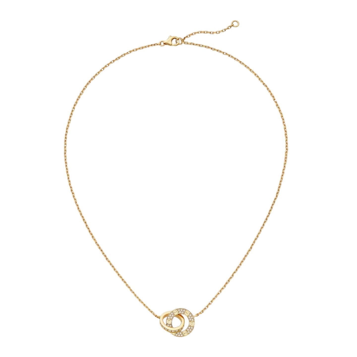 [AM]LOVE DOUBLE-RING PENDANT FULL-PAVÉ NECKLACE