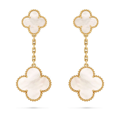 [AM]CLOVER DUAL-MOTIF STATEMENT STUD EARRINGS - DOUBLE-CHARM COLLECTION