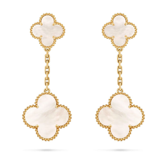 [AM]CLOVER DUAL-MOTIF STATEMENT STUD EARRINGS - DOUBLE-CHARM COLLECTION