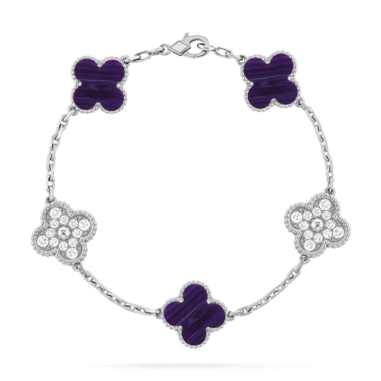 [AM]LUCKY CLOVER 5-MOTIF BRACELET - CHAROITE COLLECTION