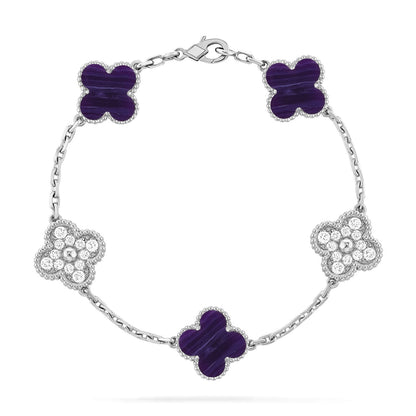 [AM]LUCKY CLOVER 5-MOTIF BRACELET - CHAROITE COLLECTION