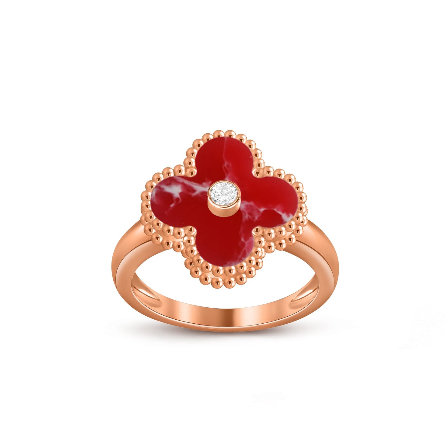 [AM]LUCKY CLOVER DIAMOND-ACCENT ROSE GOLD RING COLLECTION