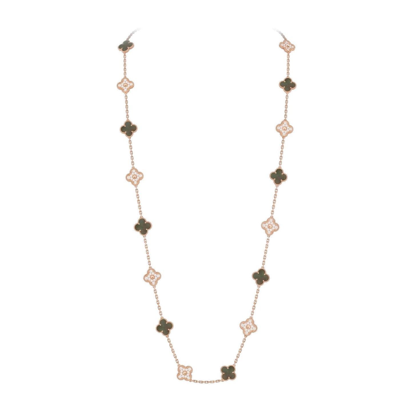 [AM]CLASSIC 20-MOTIF LUCKY CLOVER LONG NECKLACE ROSE GOLD COLLECTION