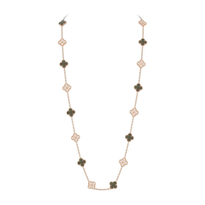 [AM]CLASSIC 20-MOTIF LUCKY CLOVER LONG NECKLACE ROSE GOLD COLLECTION