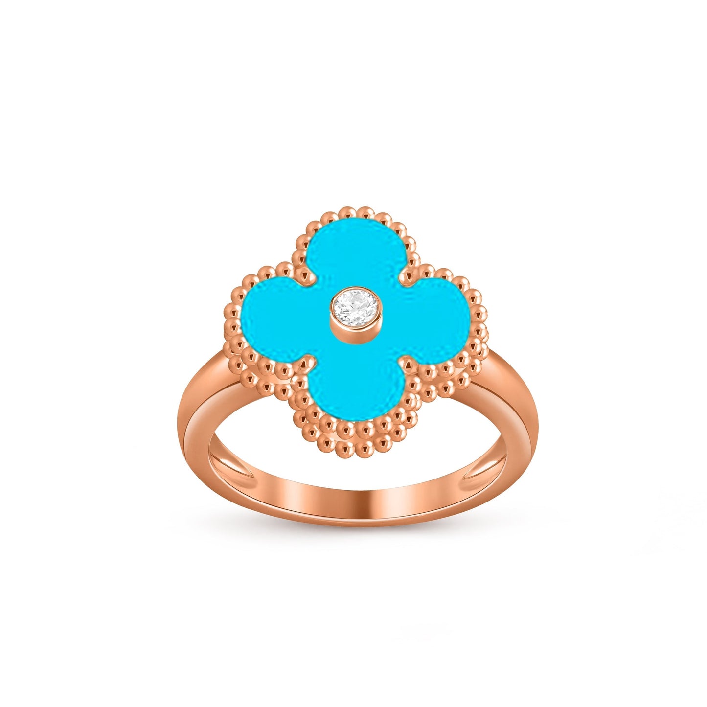[AM]LUCKY CLOVER DIAMOND-ACCENT ROSE GOLD RING COLLECTION