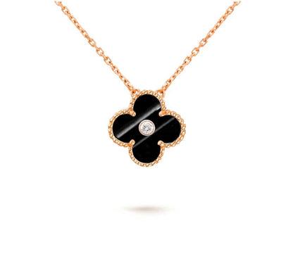 [AM]15MM CLOVER FLOWER DIAMOND PENDANT NECKLACE COLLECTION