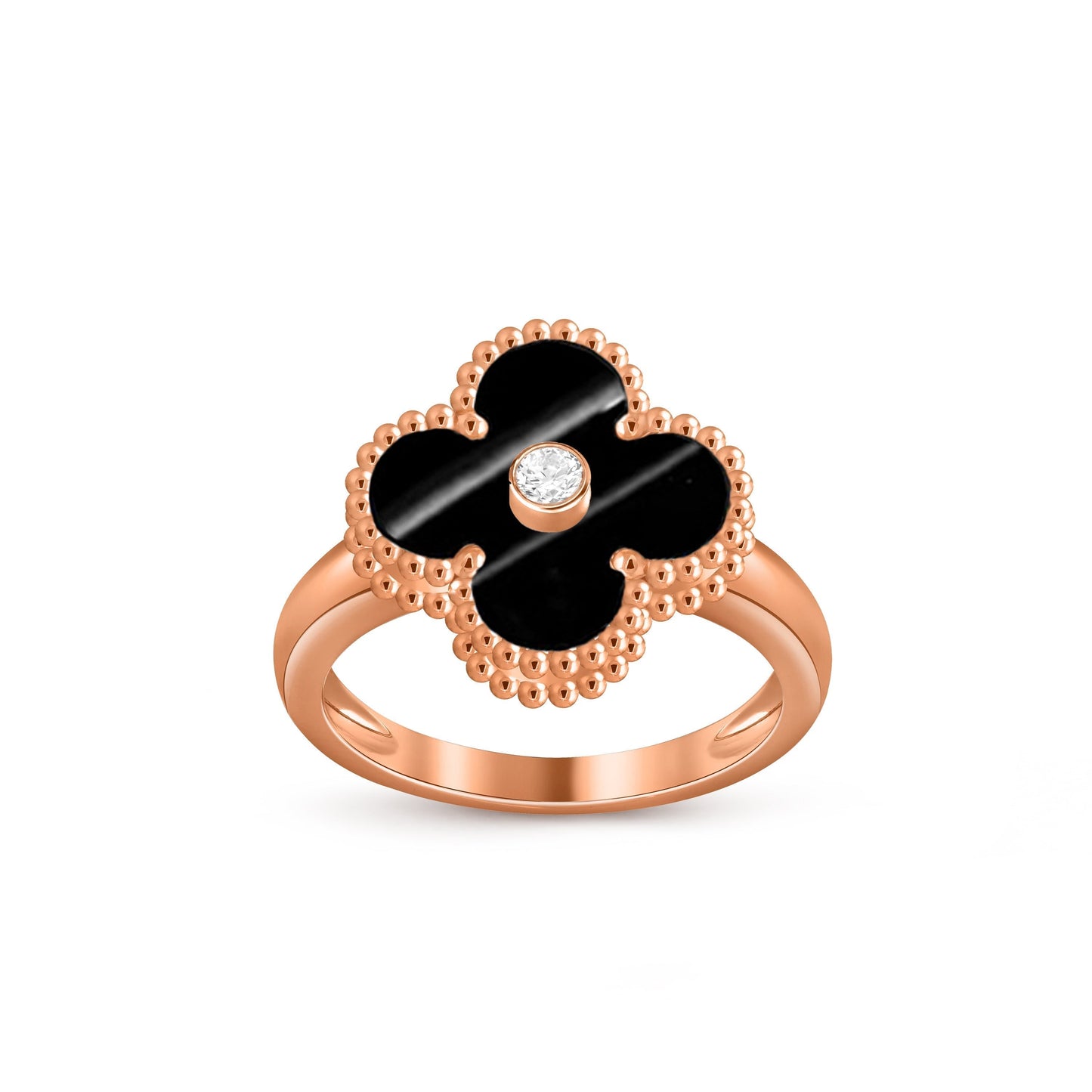 [AM]LUCKY CLOVER DIAMOND-ACCENT ROSE GOLD RING COLLECTION