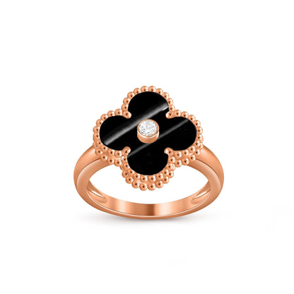 [AM]LUCKY CLOVER DIAMOND-ACCENT ROSE GOLD RING COLLECTION