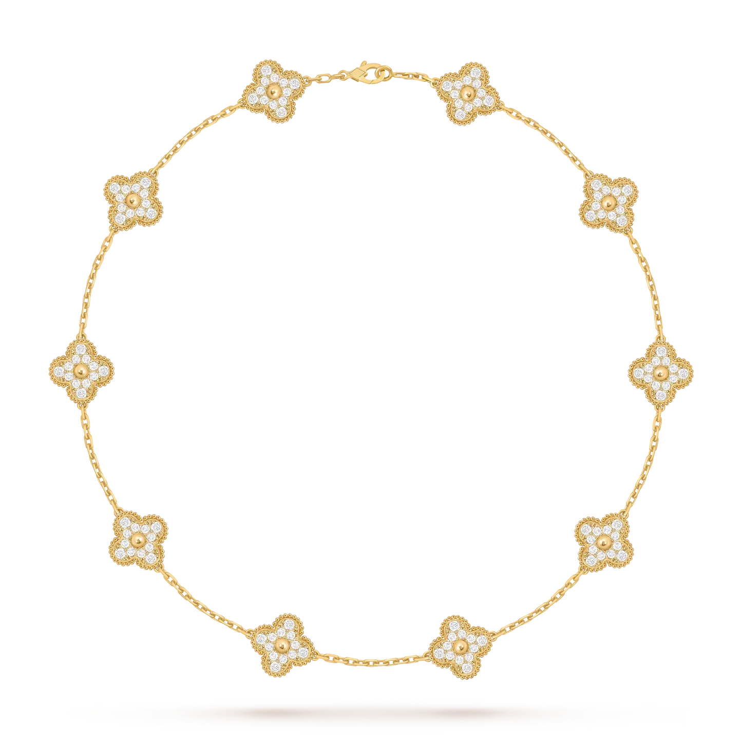 [AM]CLASSIC LUCKY 10-MOTIF CLOVER NECKLACE GOLD COLLECTION