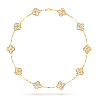 [AM]CLASSIC LUCKY 10-MOTIF CLOVER NECKLACE GOLD COLLECTION