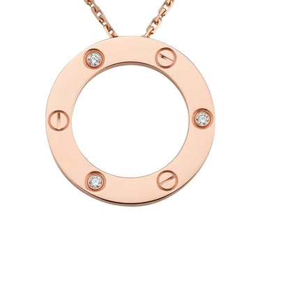 [AM]LOVE LARGE CIRCULAR PENDANT 3-DIAMOND NECKLACE