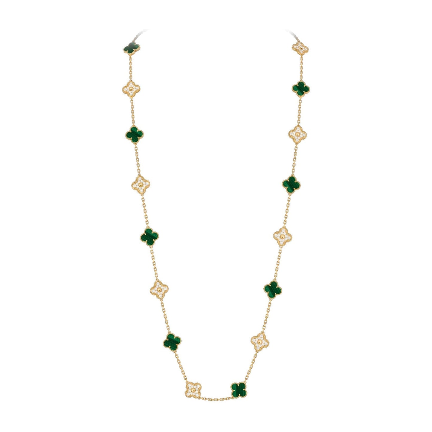 [AM]CLASSIC 20-MOTIF LUCKY CLOVER LONG NECKLACE GOLD COLLECTION