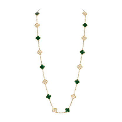 [AM]CLASSIC 20-MOTIF LUCKY CLOVER LONG NECKLACE GOLD COLLECTION