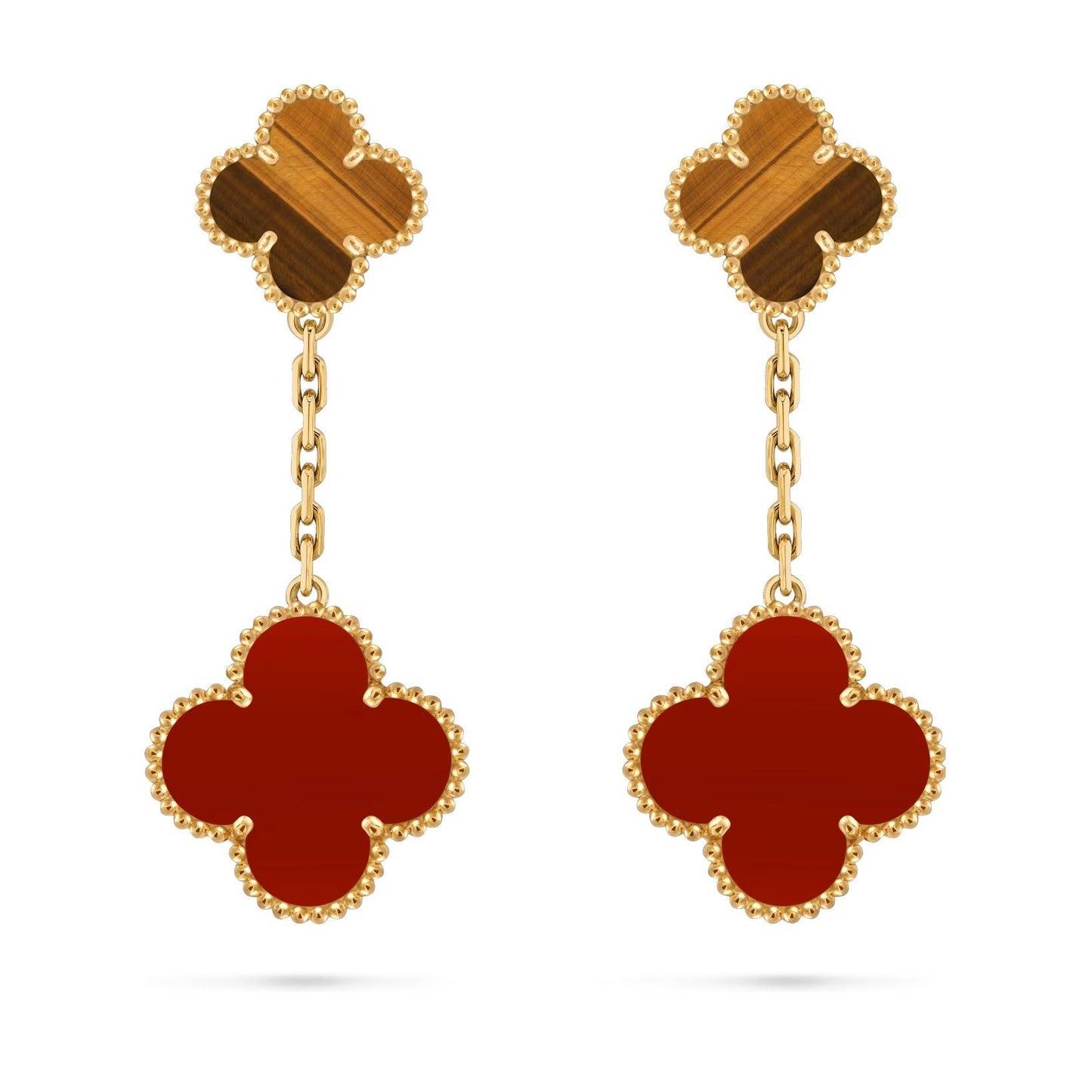 [AM]CLOVER DUAL-MOTIF STATEMENT STUD EARRINGS - DOUBLE-CHARM COLLECTION