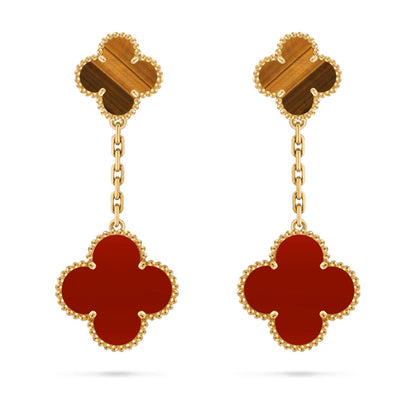 [AM]CLOVER DUAL-MOTIF STATEMENT STUD EARRINGS - DOUBLE-CHARM COLLECTION