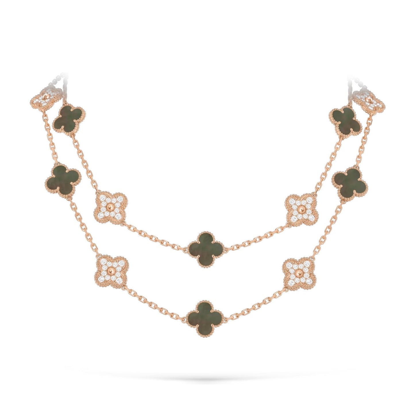[AM]CLASSIC 20-MOTIF LUCKY CLOVER LONG NECKLACE ROSE GOLD COLLECTION