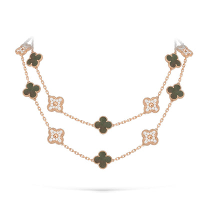[AM]CLASSIC 20-MOTIF LUCKY CLOVER LONG NECKLACE ROSE GOLD COLLECTION