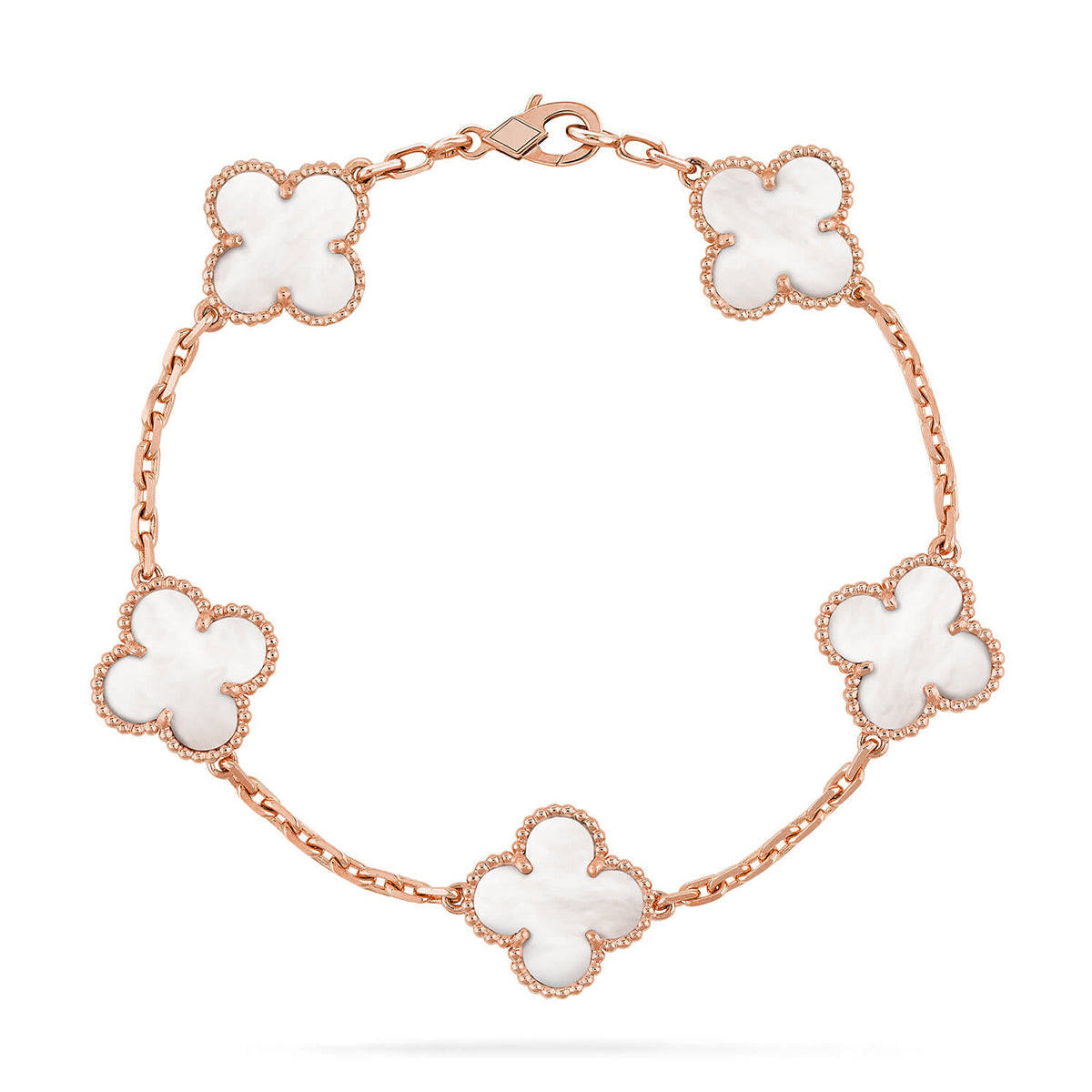 [AM]LUCKY CLOVER 5-MOTIF BRACELET - WHITE MOTHER-OF-PEARL COLLECTION