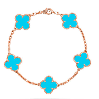 [AM]LUCKY CLOVER 5-MOTIF BRACELET - TURQUOISE COLLECTION
