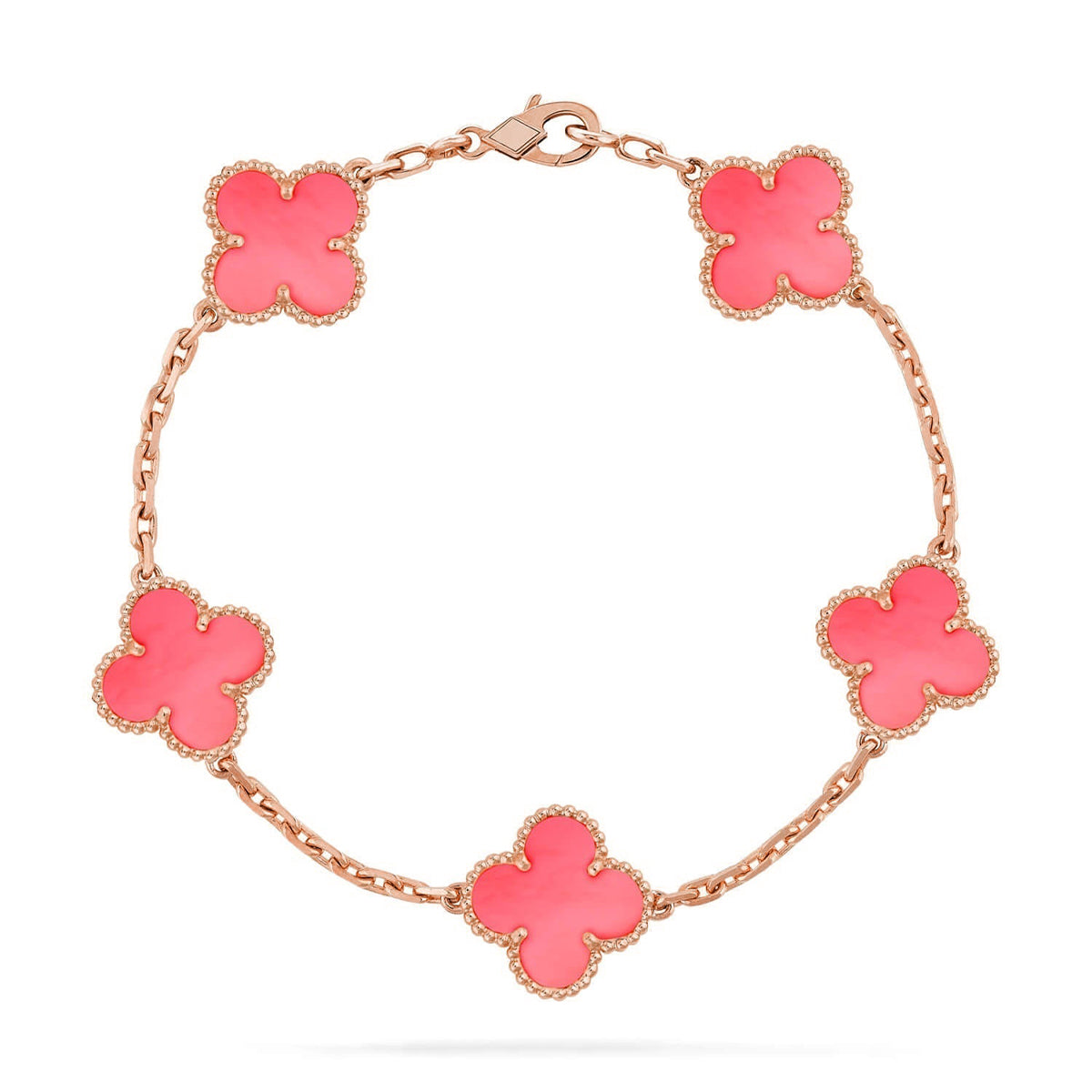 [AM]LUCKY CLOVER 5-MOTIF BRACELET - PINK MOTHER-OF-PEARL COLLECTION