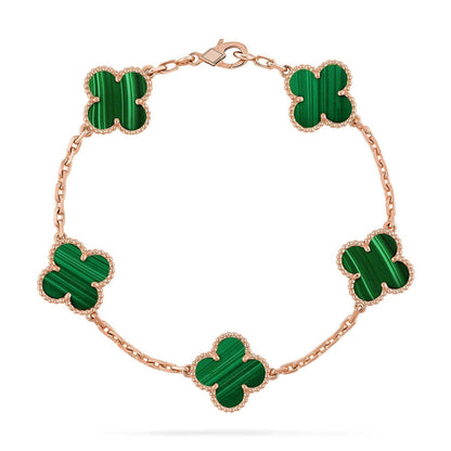 [AM]LUCKY CLOVER 5-MOTIF BRACELET - MALACHITE COLLECTION