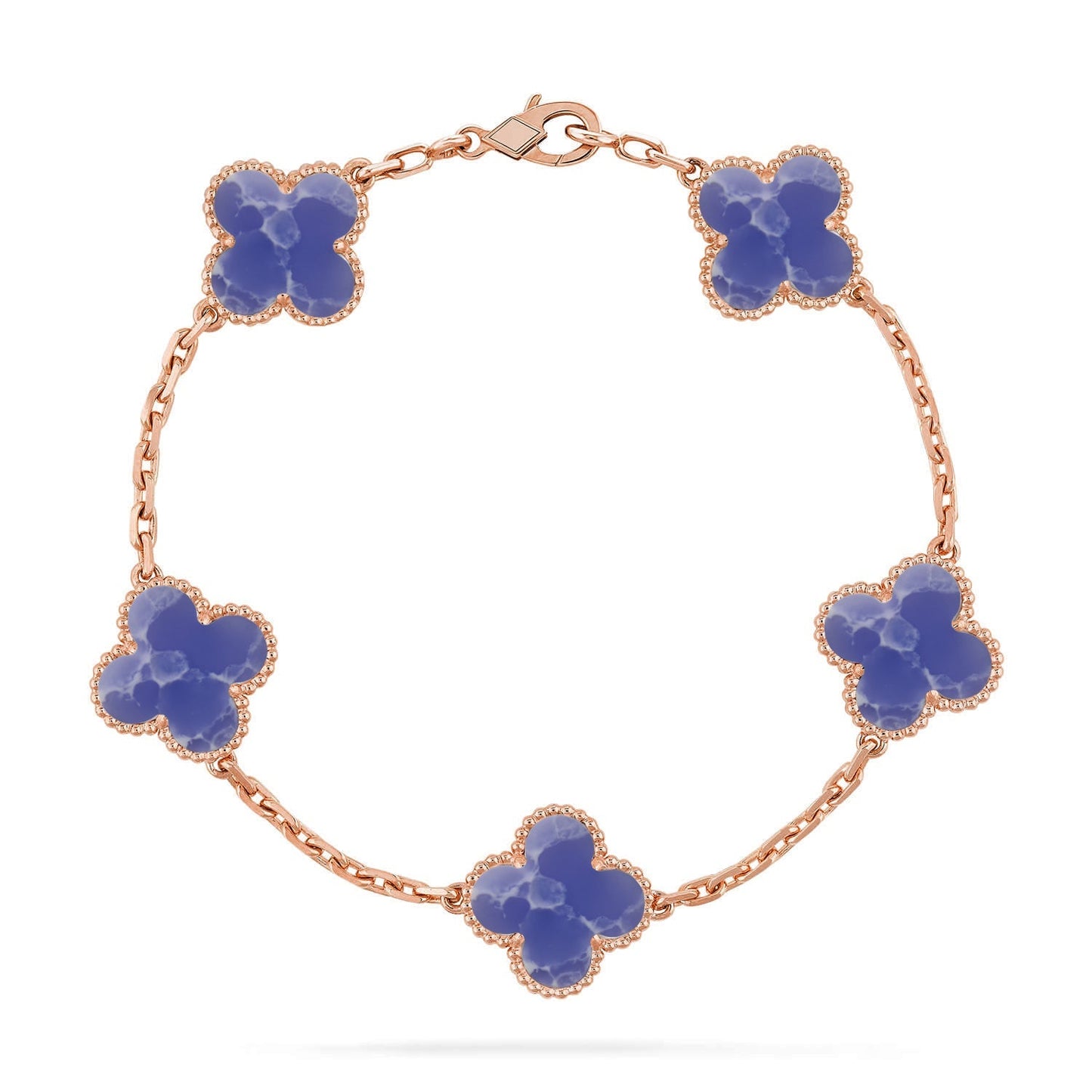 [AM]LUCKY CLOVER 5-MOTIF BRACELET - BLUE LARIMAR COLLECTION