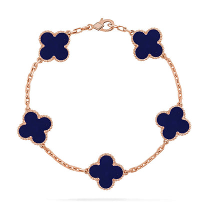 [AM]LUCKY CLOVER 5-MOTIF BRACELET - LAPIS LAZULI COLLECTION