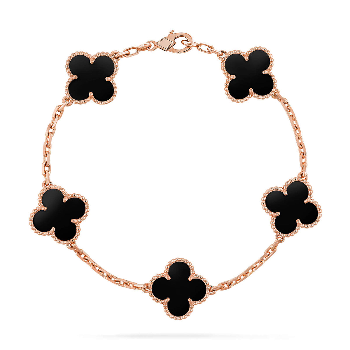 [AM]LUCKY CLOVER 5-MOTIF BRACELET - BLACK OXNY COLLECTION