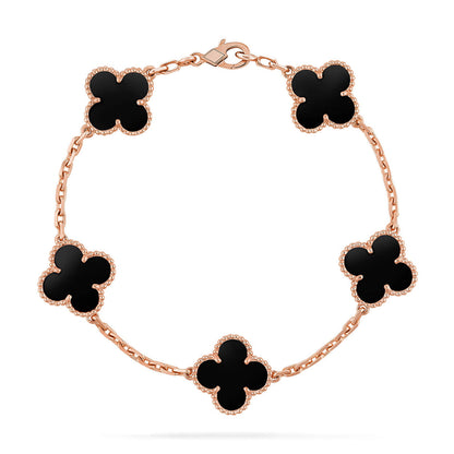 [AM]LUCKY CLOVER 5-MOTIF BRACELET - BLACK OXNY COLLECTION