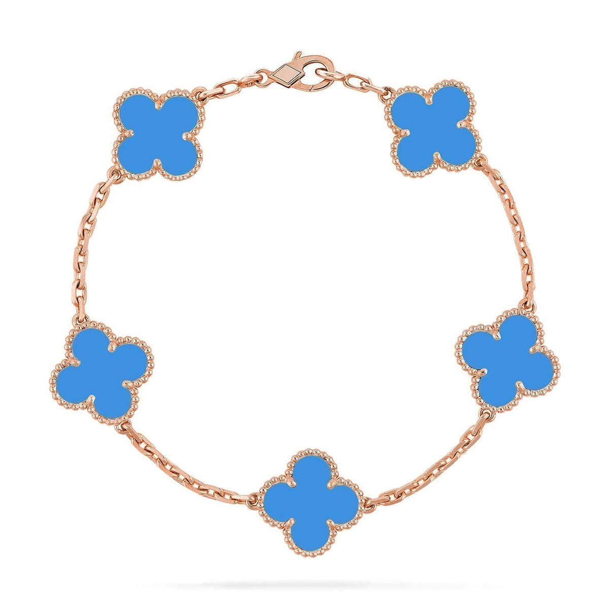 [AM]LUCKY CLOVER 5-MOTIF BRACELET - BLUE AGATE COLLECTION