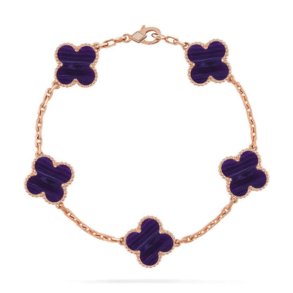 [AM]LUCKY CLOVER 5-MOTIF BRACELET - CHAROITE COLLECTION