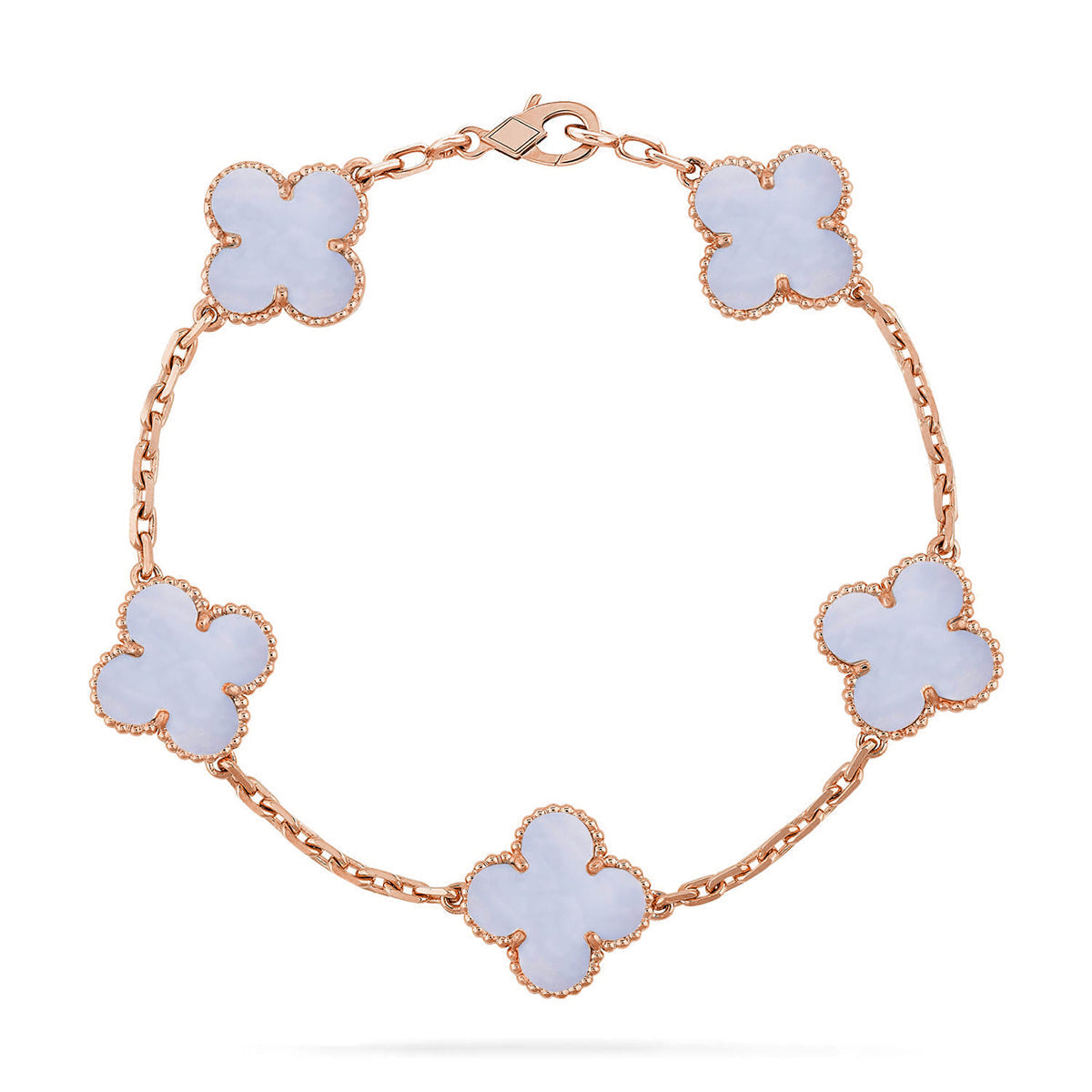 [AM]LUCKY CLOVER 5-MOTIF BRACELET - PURPLE CHALCEDONY COLLECTION