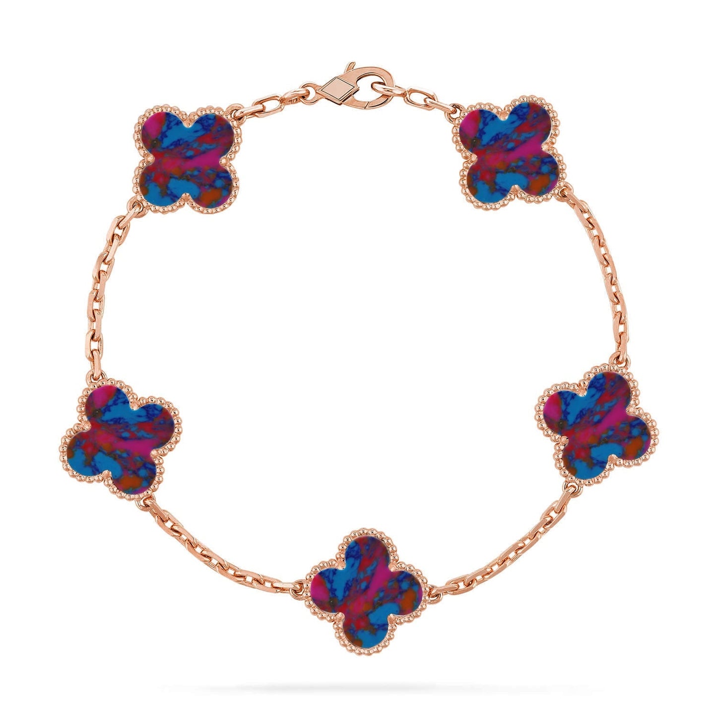[AM]LUCKY CLOVER 5-MOTIF BRACELET - MULTI-GEM COLLECTION