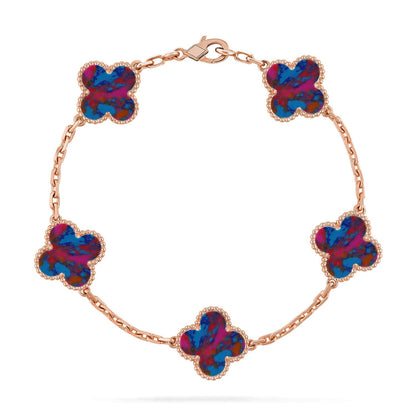 [AM]LUCKY CLOVER 5-MOTIF BRACELET - MULTI-GEM COLLECTION