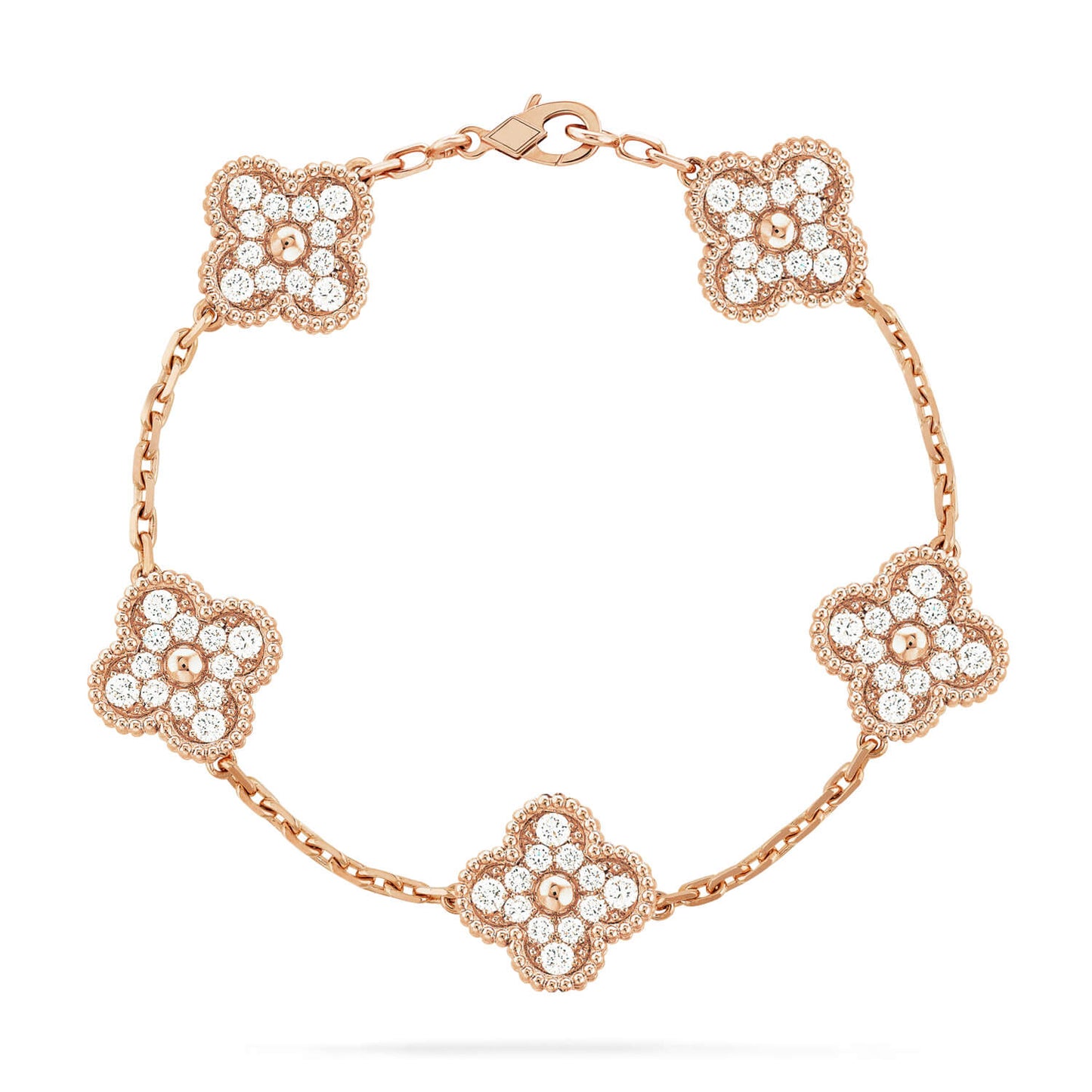 [AM]LUCKY CLOVER 5-MOTIF BRACELET - FULL-DIAMOND
