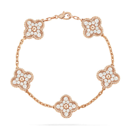 [AM]LUCKY CLOVER 5-MOTIF BRACELET - FULL-DIAMOND