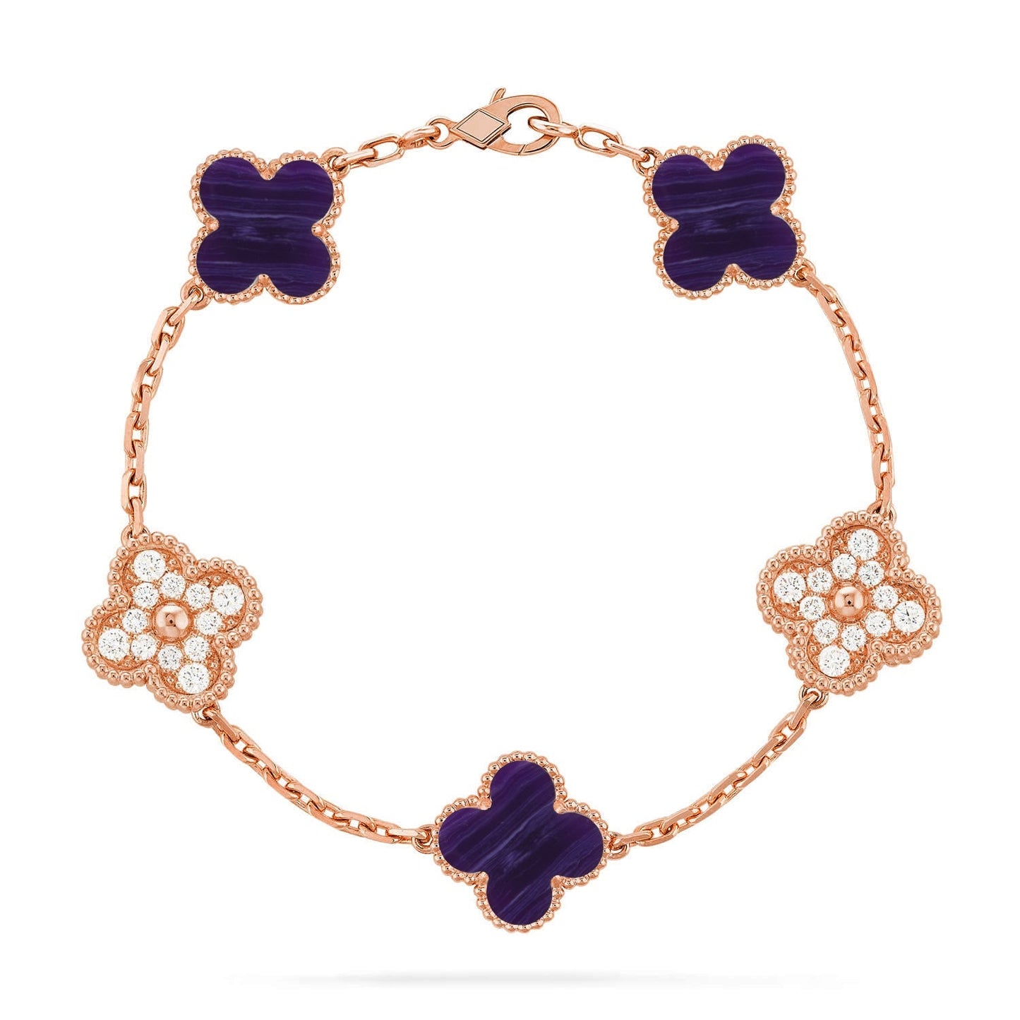 [AM]LUCKY CLOVER 5-MOTIF BRACELET - CHAROITE COLLECTION