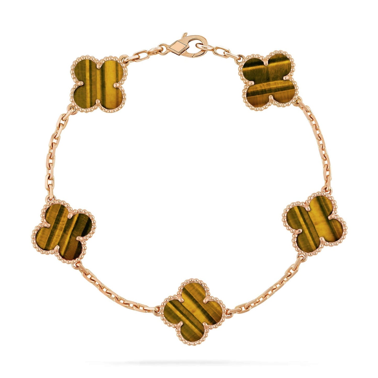 [AM]LUCKY CLOVER 5-MOTIF BRACELET -  TIGER’S EYE COLLECTION